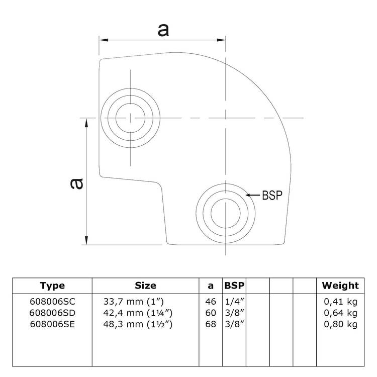 Doos Kniestuk 90° variabele hoek 0°-11°-D / 42,4 mm (30 stuks)